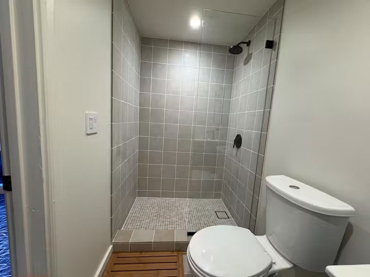 Walk-in shower in the sunny private suite